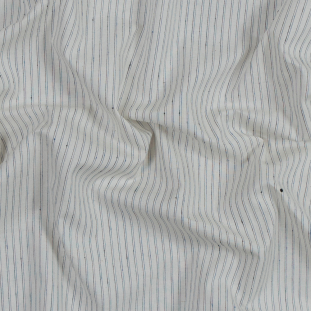 Turtledove Cotton Shirting with Blue and Black Double Pinstripes
