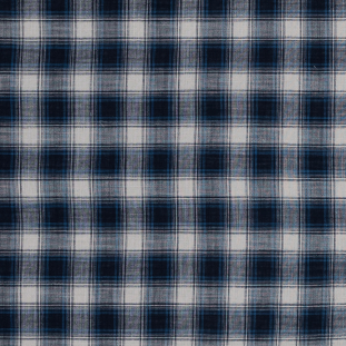 Navy and Beige Plaid Japanese Cotton Voile