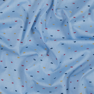 Light Blue Japanese Cotton with Multicolor Swiss Dots