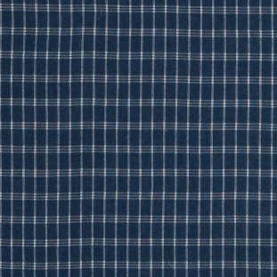Insignia Blue and White Plaid Brushed Japanese Cotton Shirting