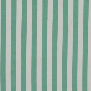 Green and Cream Awning Striped Cotton Woven
