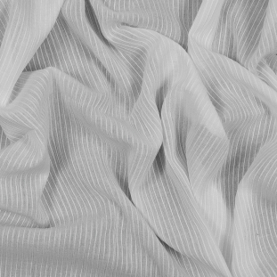 White Japanese Cotton Voile with Embroidered Stripes