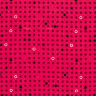 Raspberry Sorbet Single-Sided Wool Fleece with Polka Dots