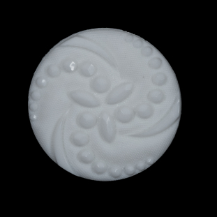 White Floral Nylon Shank Back Button - 44L/28mm