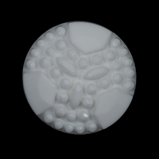 White Detailed Plastic Shank-Back Button - 44L/28mm