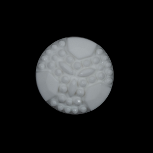 White Detailed Plastic Shank-Back Button - 36L/23mm
