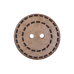 Italian Brown Etched Coconut Button - 40L/25.5mm