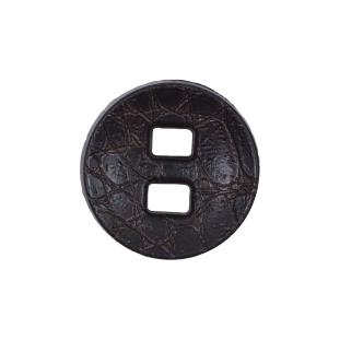 Brown Faux-Leather Plastic Button - 36L/23mm