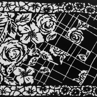 Famous NYC Designer Black Floral Silk and Rayon Burnout Velvet