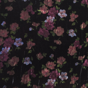 Black Floral Printed Silk Velvet