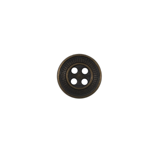 Italian Antique Gold Metal 4-Hole Button - 18L/11mm