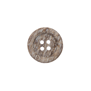 Beige and Brown Plastic 4-Hole Button - 24L/15mm