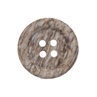 Beige and Brown Plastic 4-Hole Button - 40L/25.5mm