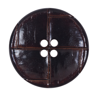 Italian Brown Faux Leather Button - 54L/34mm