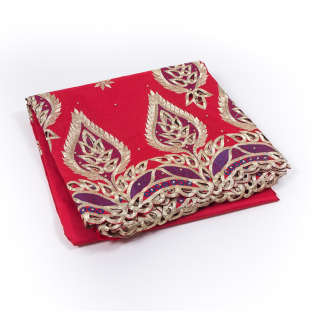 Red and Metallic Gold Floral African George