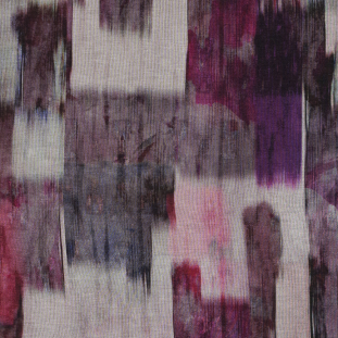Purple, Pink and Heathered Gray Abstract Printed Double Knit