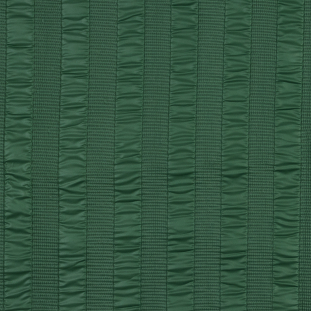 Green Quilted Coating with Striped Ribs