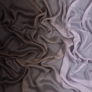 Lavender and Brown Ombre Crinkled Silk Chiffon