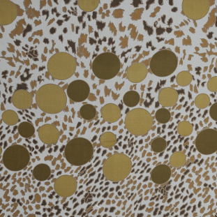 Mustard Abstract Circle Printed Silk Chiffon