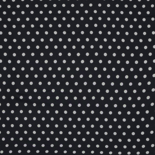 Black and Off-White Polka Dotted Silk Chiffon