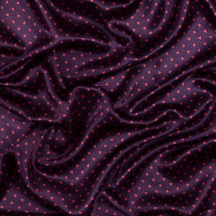 Purple and Coral Star Printed Silk Charmeuse