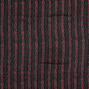 Black and Red Geometric Printed Silk Charmeuse