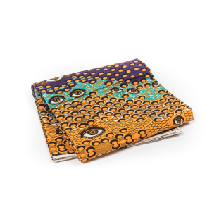 Orange,Turquoise and Purple Waxed Cotton African Print with Eyes
