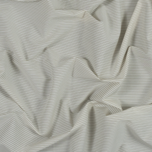 Ivory and Olive Shadow Striped Blended Cotton Shirting
