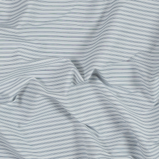 Blue and White Striped Blended Cotton Shirting