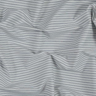 Gray and Off-White Striped Blended Cotton Shirting