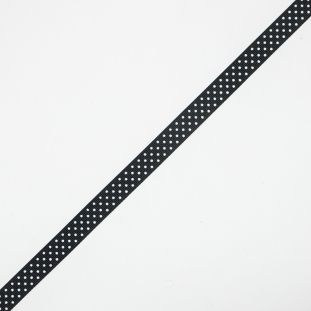 Black and White Polka Dotted Grosgrain Ribbon - 0.6"