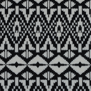 Black and Ivory Geometric Polyester Crepe