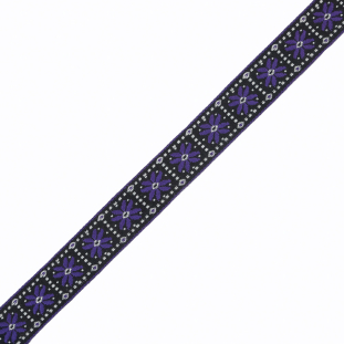 Black and Purple Jacquard Ribbon - 1"