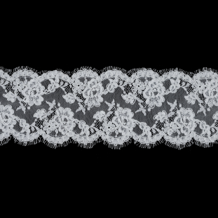 White Floral Corded Lace Trimming - 4.75"
