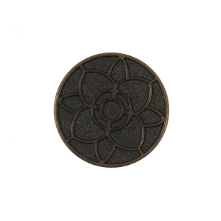 Italian Antique Gold Floral Metal Shank Back Button - 36L/23mm