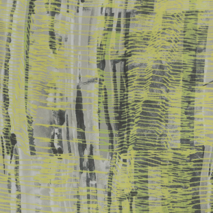 Chartreuse Abstract Printed Silk Chiffon