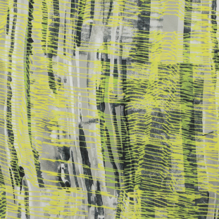 Chartreuse Abstract Printed Silk Crepe