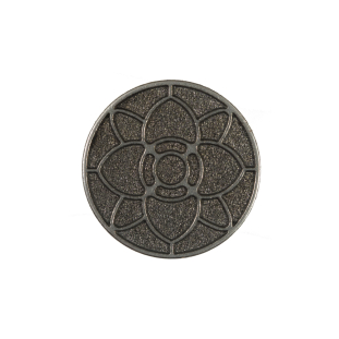 Italian Dark Silver Floral Metal Shank Back Button - 36L/23mm