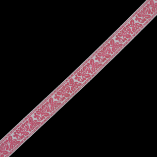 Pink and White Jacquard Ribbon - 0.875"