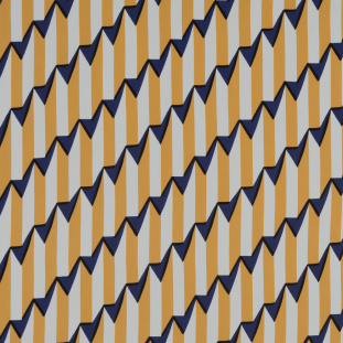 Yellow, White and Blue Striped Geometric Rayon Lining