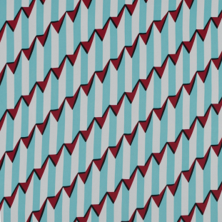 Red, White and Aqua Striped Geometric Rayon Lining