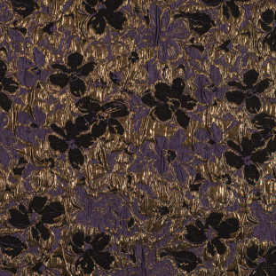 Purple and Metallic Gold Floral Brocade