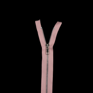 Pink with Silver Teeth Close Bottom Metal Zipper - 36"