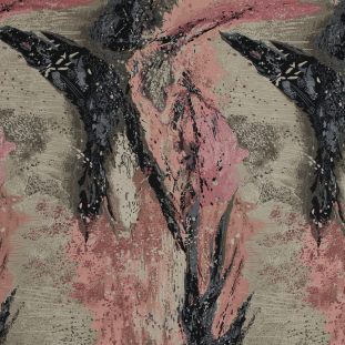 Pink, Beige and Black Abstract Jacquard