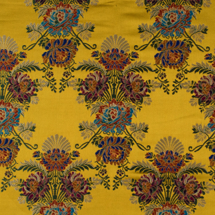 Yellow Satin-Faced Multicolor Floral Jacquard