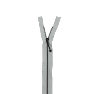 Riri Light Gray Metal Closed Bottom Zipper with Black Teeth- M4/16"