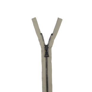 Beige Metal Two-Way Separating Zipper with Gunmetal Teeth - 39"