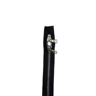 Lampo 2 Way Black and Silver Closed Ended Metal Zipper - 31"
