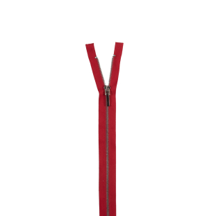 Red and Silver Metal 2-Way Separating Zipper - 22"