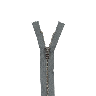 Talon Gray and Silver Metal Closed Ended Zipper - 5"